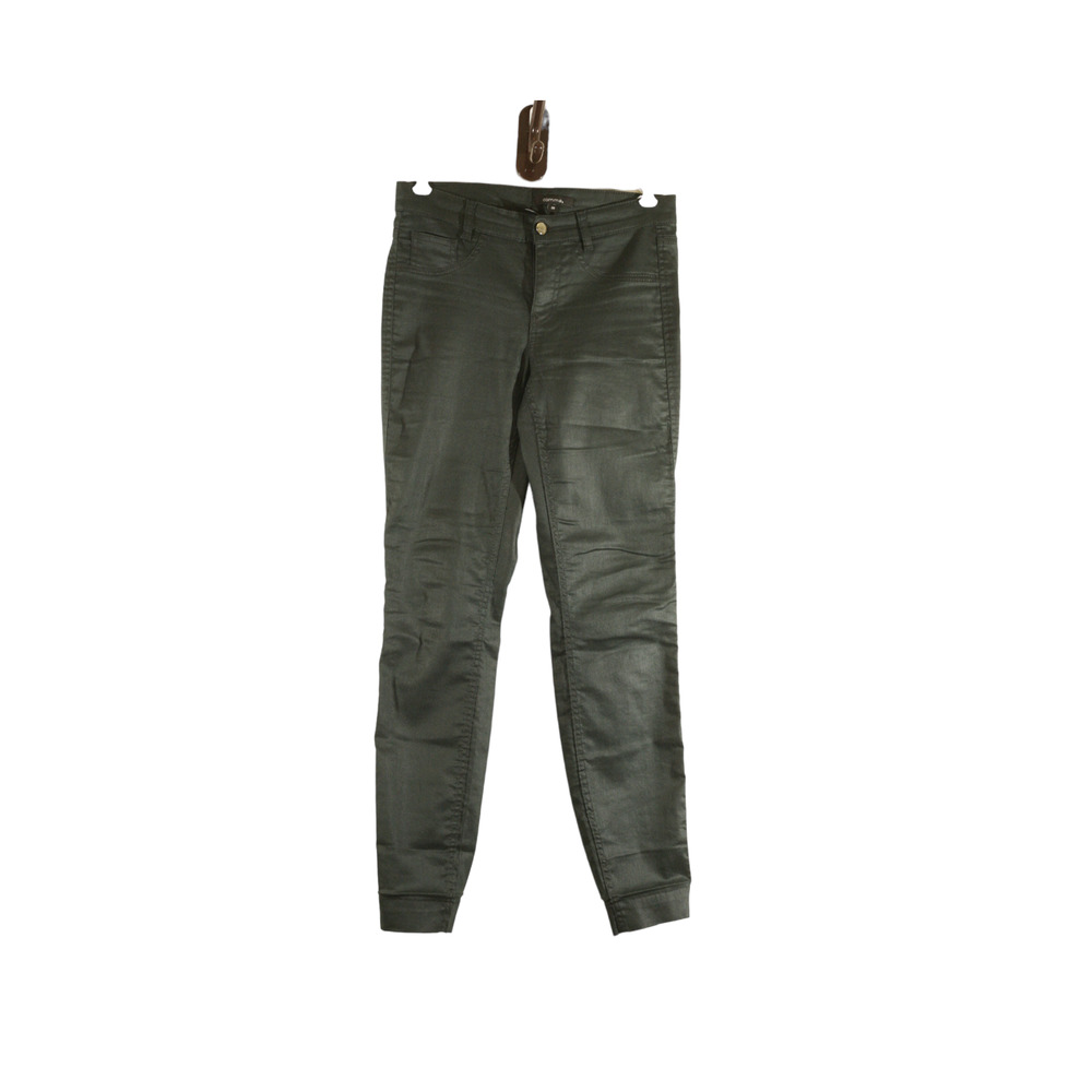 Comma Ladies Pants June Skinny Fit Coated Shiny Green Jean Stretch Fit Denim 36